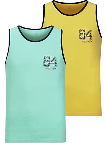 Jan Vanderstorm Herren Doppelpack Tanktop Sakari gelb 4XL (XXXXL) - 68/70 von Jan Vanderstorm