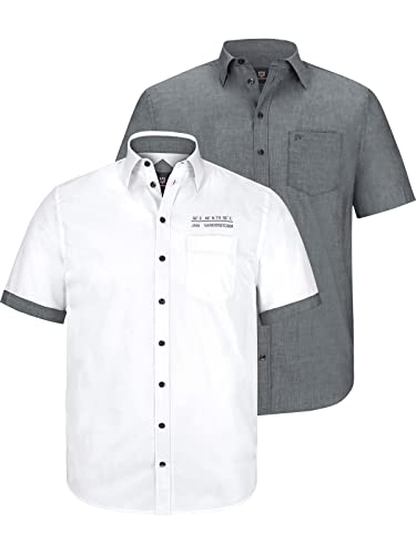 Jan Vanderstorm Herren Doppelpack Hemd Evin grau 4XL (XXXXL) - 49/50 von Jan Vanderstorm