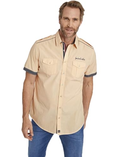 Jan Vanderstorm Herren Kurzarmhemd Skirnir beige 2XL (XXL) - 45/46 von Jan Vanderstorm