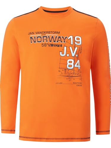 Jan Vanderstorm Herren Langarmshirt Bertuli orange 6XL (XXXXXXL) - 76/78 von Jan Vanderstorm