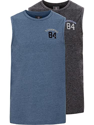 Jan Vanderstorm Herren Doppelpack Tanktop Poro blau 3XL (XXXL) - 64/66 von Jan Vanderstorm