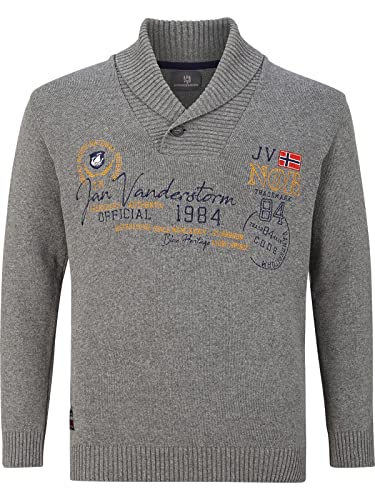 Jan Vanderstorm Herren Pullover Hamar Gestricktes Casual Oberteil grau 5XL (XXXXXL) - 72/74 von Jan Vanderstorm