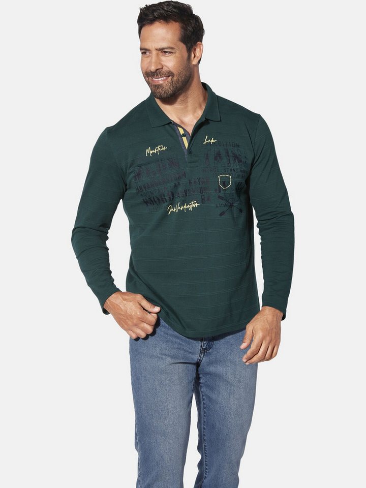 Jan Vanderstorm Langarm-Poloshirt MAKSE mit nordischem Print von Jan Vanderstorm
