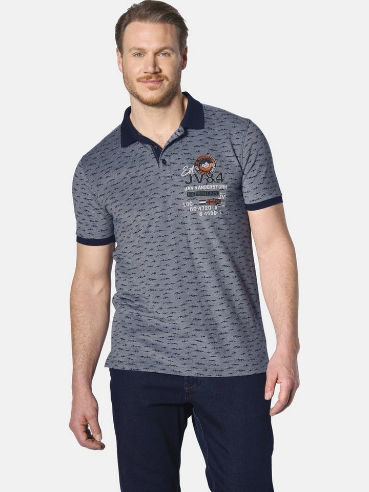 Jan Vanderstorm Poloshirt HALVESEN mit Bergmuster Aufdruck von Jan Vanderstorm