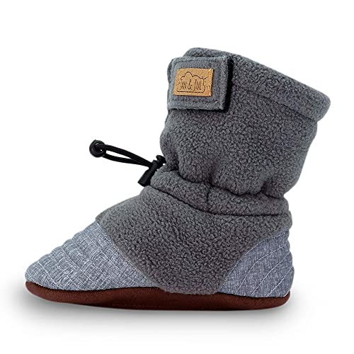 Jan & Jul Baby Stay-on Fleece Booties, Gemütliche Winterschuh (Heather Grey, 3-12 Monate) von Jan & Jul