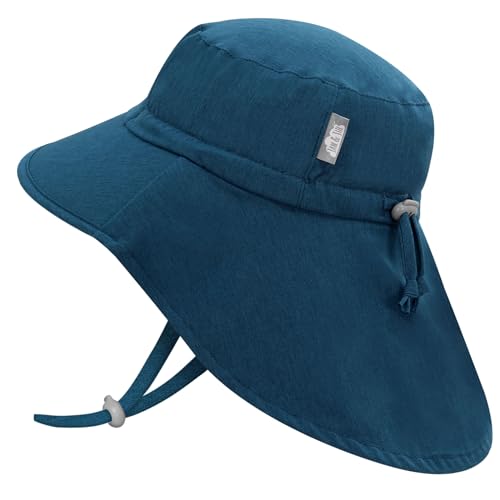 Jan & Jul Baby Adventure Sonnenhut mit Breiter Krempe und Nackenschutz (M: 6-24 Monate, Deep Teal) von Jan & Jul