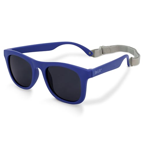 Jan & Jul Baby und Kinder Polarisierte Sonnenbrille mit Band für Mädchen Jungen, 100% UV Schutz (Klein: 6-24 Monate, Marineblau) von Jan & Jul