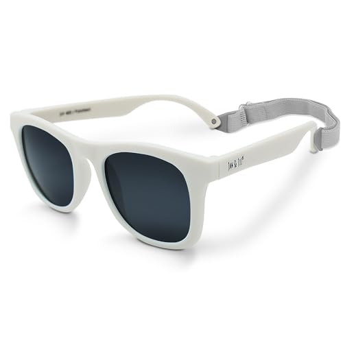 Jan & Jul Baby und Kinder Polarisierte Sonnenbrille mit Band für Mädchen Jungen, 100% UV Schutz (Klein: 6-24 Monate, Weiß) von Jan & Jul