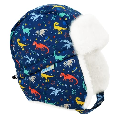 Jan & Jul Jungen Wasserdichter Isolierter Winterhut mit Ohrenklappen für Kleinkinder (Space Dinos, Größe M) von Jan & Jul