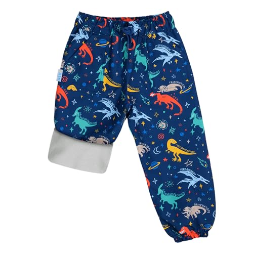 Jan & Jul Jungen wasserdichte, fleecegefütterte Schneehose, Winddichte Regenhose für Kleinkinder (Space Dinos, Größe 3T) von Jan & Jul