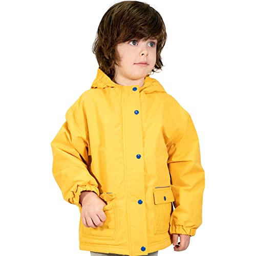 Jan & Jul Kinder Regenmantel für Mädchen und Jungen, Fleece-gefütterte Wasserdichte Jacke (Gelb, 6 Jahre) von Jan & Jul