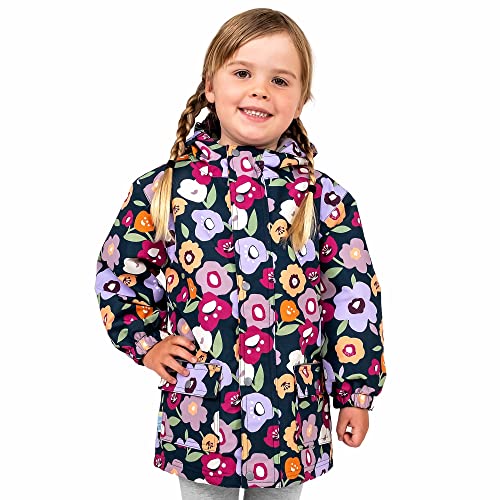 Jan & Jul Kinder Regenjacke für Kleinkinder Mädchen, Wasserdicht Fleece-gefütterte Jacke (Winterblumen, 3 Jahre) von Jan & Jul