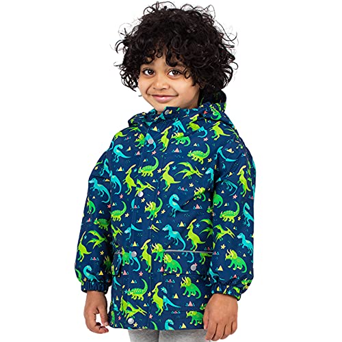 Jan & Jul Kinder Regenjacke, Fleece-gefütterte Wasserdichte Jacke (Dinoland, 6 Jahre) von Jan & Jul