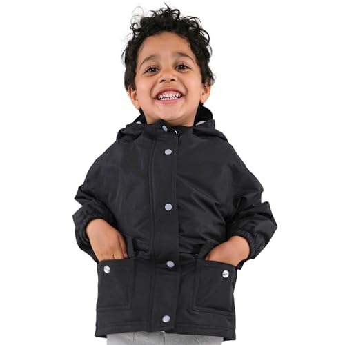 Jan & Jul Kinder Regenjacke für Mädchen Jungen, Fleece-gefütterte Jacke (Schwarz, 3 Jahre) von Jan & Jul