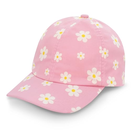 Jan & Jul Mädchen Baumwoll-Baseballkappe, Verstellbarer Trucker-Hut für Kleinkinder (L: 2-5 Jahre, Pink Daisy) von Jan & Jul