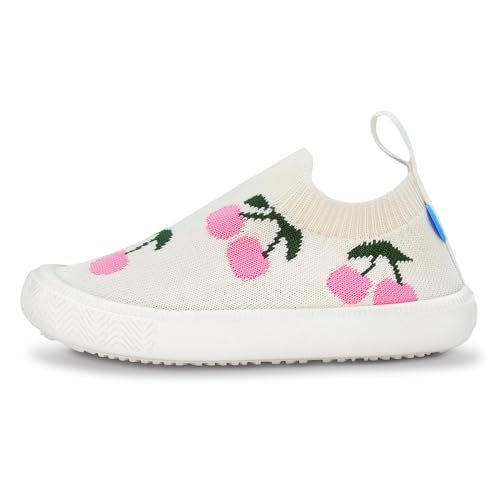 Jan & Jul Mädchen Grafik-Strick-Krabbelschuhe, Atmungsaktive Schnell-Trocknen-Sneaker (Kirschen, EU Größe 25) von Jan & Jul