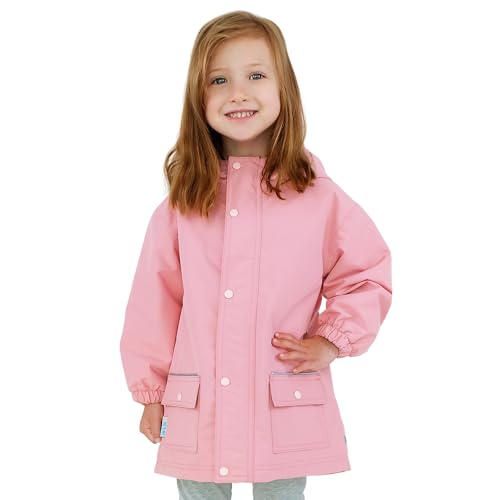 Jan & Jul Mädchen Wasserdichte Fleece-Futter Regenjacke, Regenmantel mit Kapuze für Kleinkinder (Dusty Pink, Größe 3T) von Jan & Jul