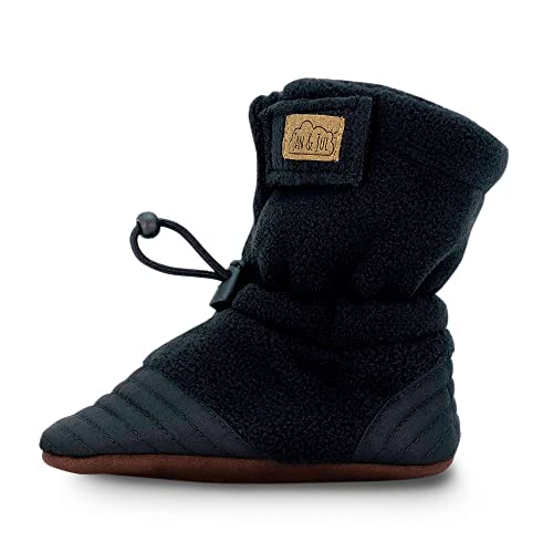 Jan & Jul Outdoor Krabbelschuhe für Baby, Gemütliche Fleece Booties (Schwarz, 18-24 Monate) von Jan & Jul