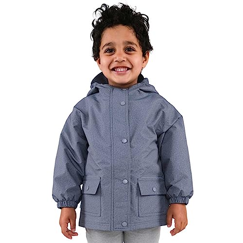 Jan & Jul Regenjacke für Kinder, Wasserdicht mit Fleece-Futter (Heather Grey, 2 Jahre) von Jan & Jul