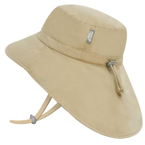 Jan & Jul Sommer Bade Sonnenhut für Kleinkinder 100% Baumwolle (L: 2-5 Jahre, Olive Khaki) von Jan & Jul