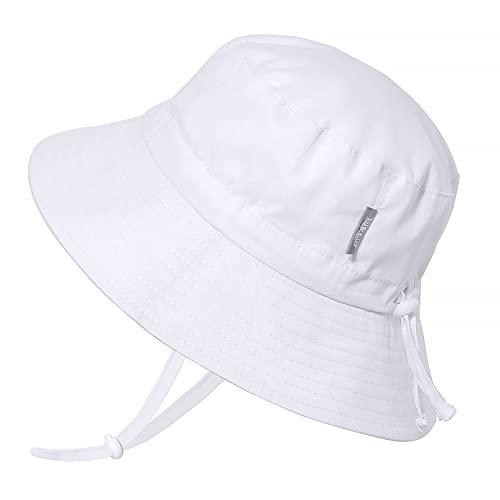 Jan & Jul Sonnenschutz Kinder Fischer Hut mit Bändern, faltbar (XL: 5-12 Jahre, Weiß) von Jan & Jul