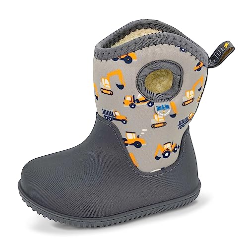 Jan & Jul Toddler Waterproof Boots for Kids Boys (Grey Construction, Size 25 EU) von Jan & Jul