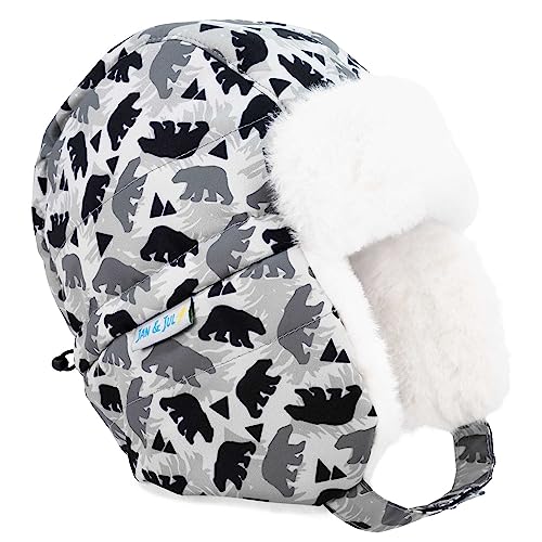 Jan & Jul Warme Winddichte Trapper Wintermütze für Kinder (XL: 5-12J, Bär) von Jan & Jul