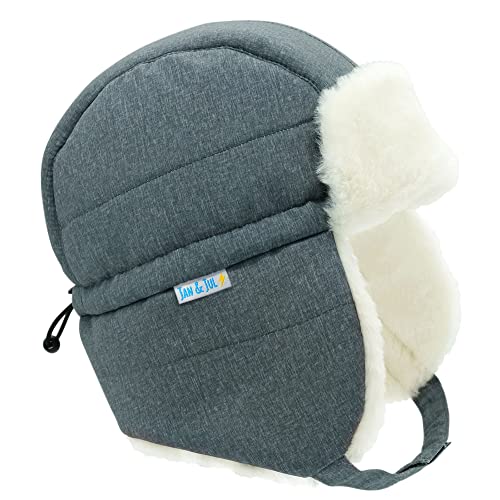 Jan & Jul Warme Winddichte Trapper Wintermütze für Kinder (XL: 5-12J, Heidekrautgrau) von Jan & Jul