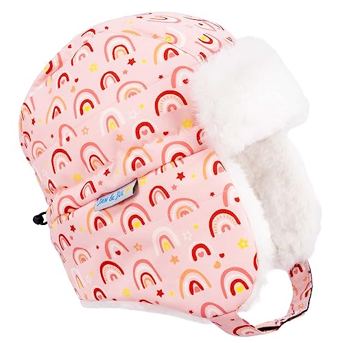 Jan & Jul Warme Winddichte Trapper Wintermütze für Säuglinge Mädchen (S: 3-9M, Pinker Regenbogen) von Jan & Jul