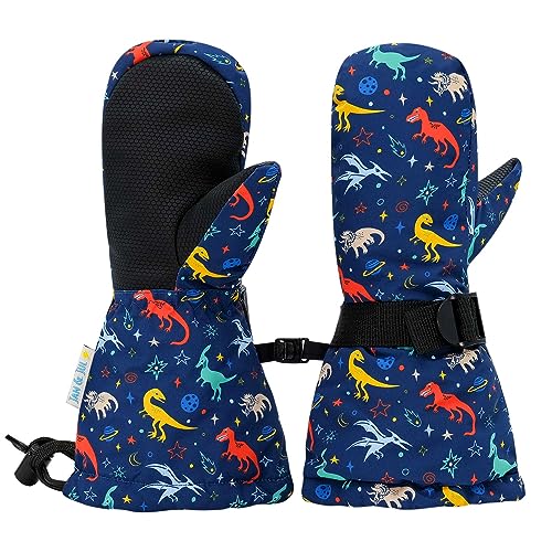 Jan & Jul Wasserdichte Schneehandschuhe für Kleinkind-Jungen, isoliert (Weltraum-Dinos, S: 2-4J) von Jan & Jul