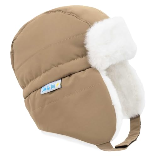 Jan & Jul Wasserdichter Isolierter Winterhut mit Kunstpelzfutter für Babyjungen und -mädchen (Soft Brown, Größe S) von Jan & Jul