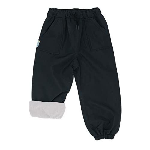 Jan & Jul wasserdichte Schnee-Regenhose für Kinder, Jungen, Mädchen (Hose mit Fleecefutter: Black, 3T) von Jan & Jul