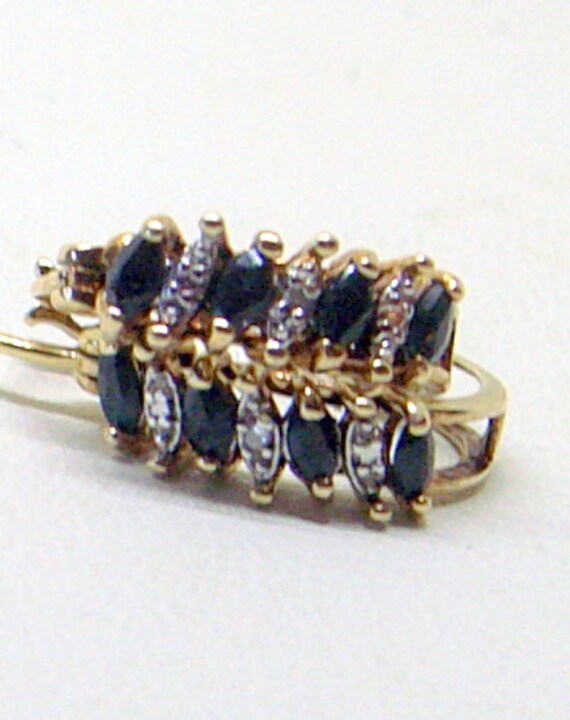 Sale Diamant Saphir Creolen - Gold Über Sterling Ausgezeichnet Trauzeugin Geschenk Brautjungfer Mutter Der Braut Hochzeit von JanEleven