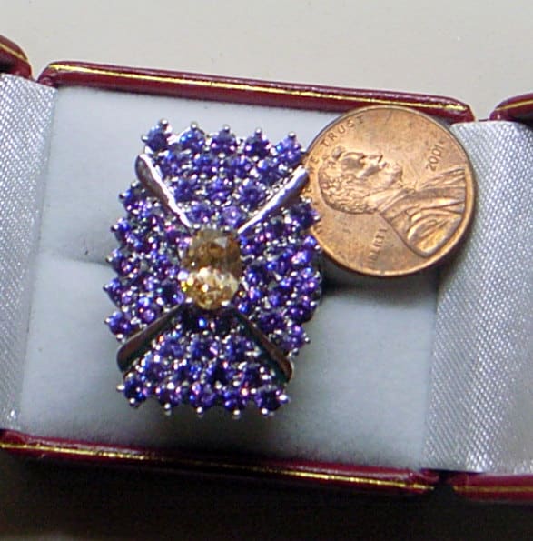 Vintage Amethyst Citrin Ring - Groß Größe 6.5 Sterling Silber Cocktail Dinner Und Februar Geburtsstein von JanEleven