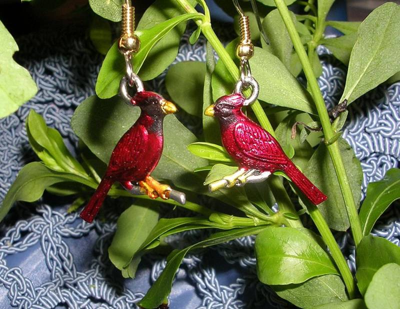 Cardinal Handbemalte Ohrringe von JanHallDesigns