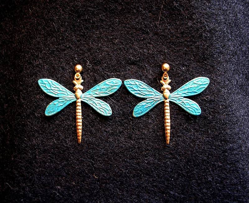 Libelle Ohrringe.groß. Türkis von JanHallDesigns