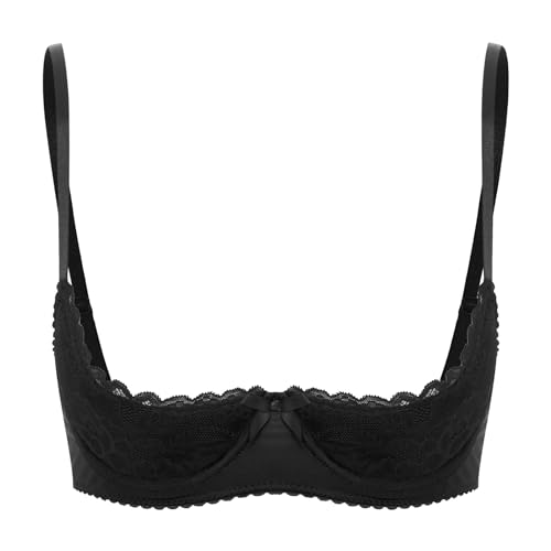 JanJean Damen Reizwäsche Spitzen BH Push Up Bra mit Bügel Gepolsterte Büstenhebe Brustfrei Büstenhalter Unterwäsche Dessous Bra Top X Schwarz XL von JanJean