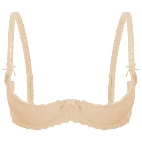 JanJean Damen Reizwäsche Spitzen BH Push Up Bra mit Bügel Gepolsterte Büstenhebe Brustfrei Büstenhalter Unterwäsche Dessous Bra Top Nackt M von JanJean