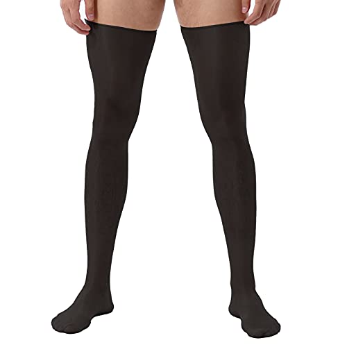 JanJean Herren Glänzend Strümpfe Halterlose Nylonstrümpfe Overknee Socken Kniestrümpfe Nylon Elastisch Stocking Lange Socken Sexy Dessous Z Schwarz Einheitsgröße von JanJean