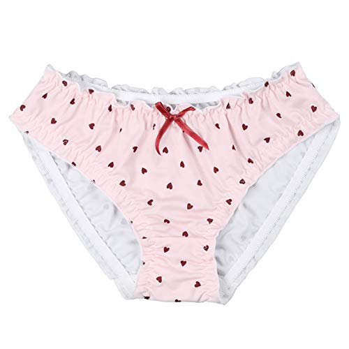 JanJean Herren Sissy Slip Bikini Briefs mit Herzen Drucken Sexy Panties Unterhose Höschen Schlüpfer Bikini Gay Crossdress Dessous Unterwäsche C Rosa XL von JanJean