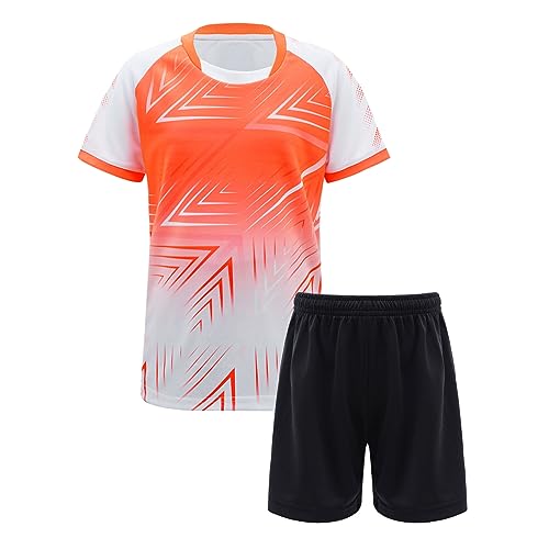 JanJean Jungen Sportanzug T Shirt＋Shorts Sportbekleidung Trainingsanzug Fußball Basketball Trikot Fitness Outfit Y Weiß 122-128 von JanJean