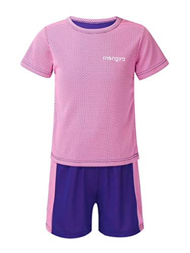 JanJean Kinder Trainingsanzug Sommer Jungen Sportanzug Kurzarm T-Shirt und Shorts Jogginganzug Sportanzug 5-14 Jahre Z Violett 122-128 von JanJean