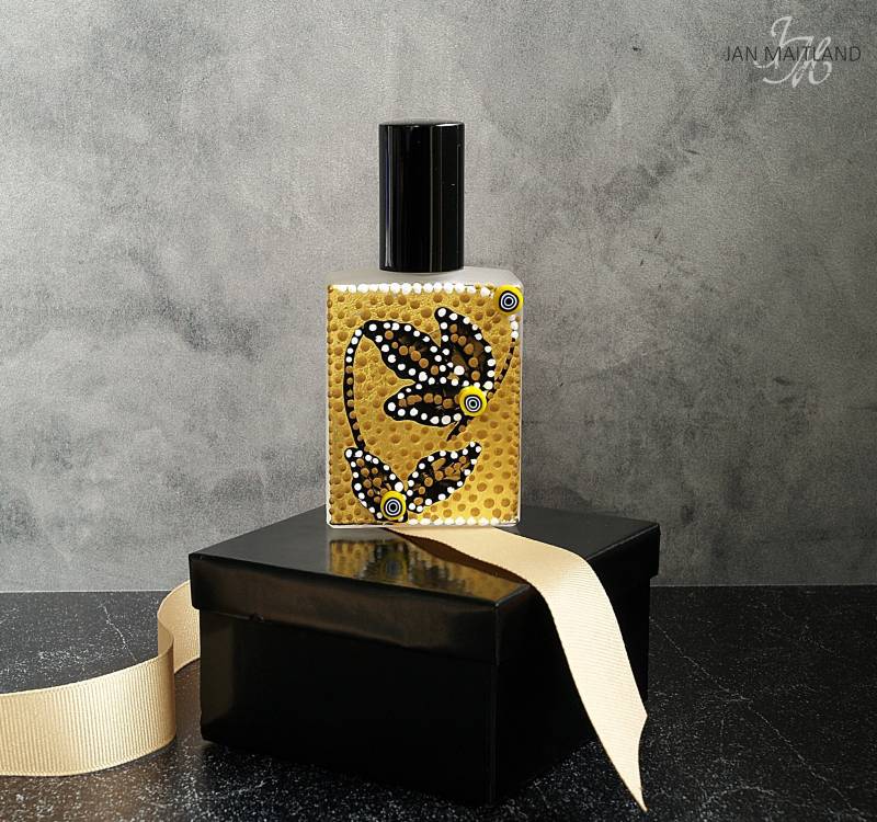 Handbemalte Blattgold Parfümflasche Millefiori Bead Nachfüllbares Spray von JanMaitlandJewelry