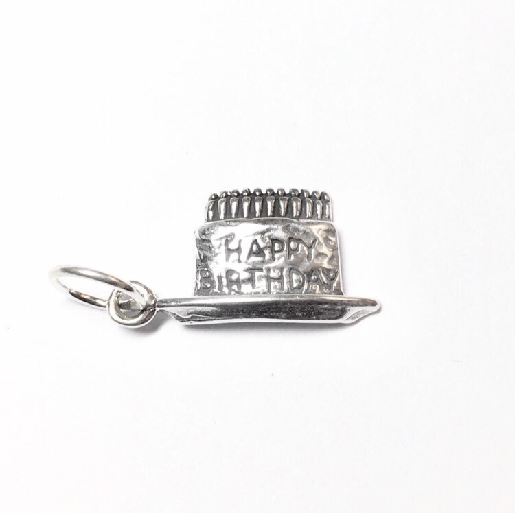 Alles Gute Zum Geburtstag Kuchen Sterling Silber Charm Anhänger von JanPalomboDesign
