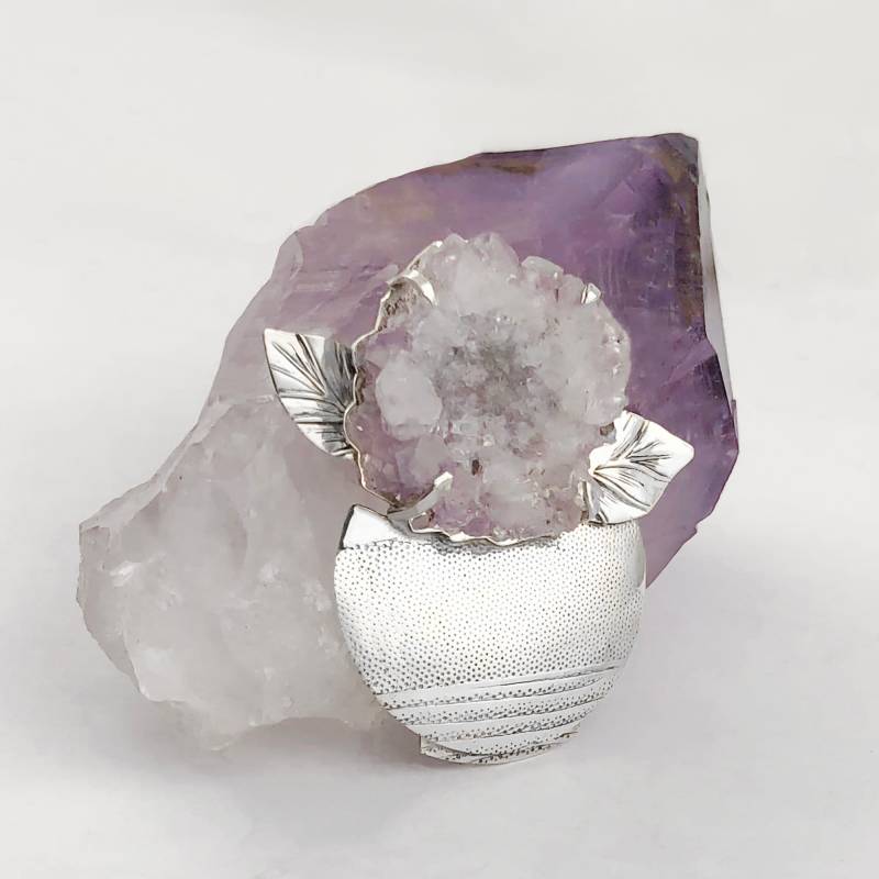 Amethyst Blume Sterling Silber Brosche Handgemachte Stalaktit Geode von JanPalomboDesign