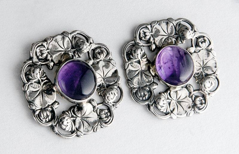 Amethyst Sterling Silber Blumen Ohrringe Handgemachte Morning Glory Blüte von JanPalomboDesign