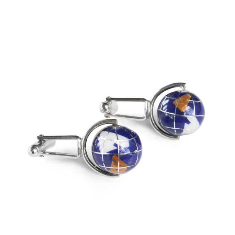 Drehender Globus Manschettenknöpfe Handgemachte Weltkarte Aus Sterlingsilber von JanPalomboDesign