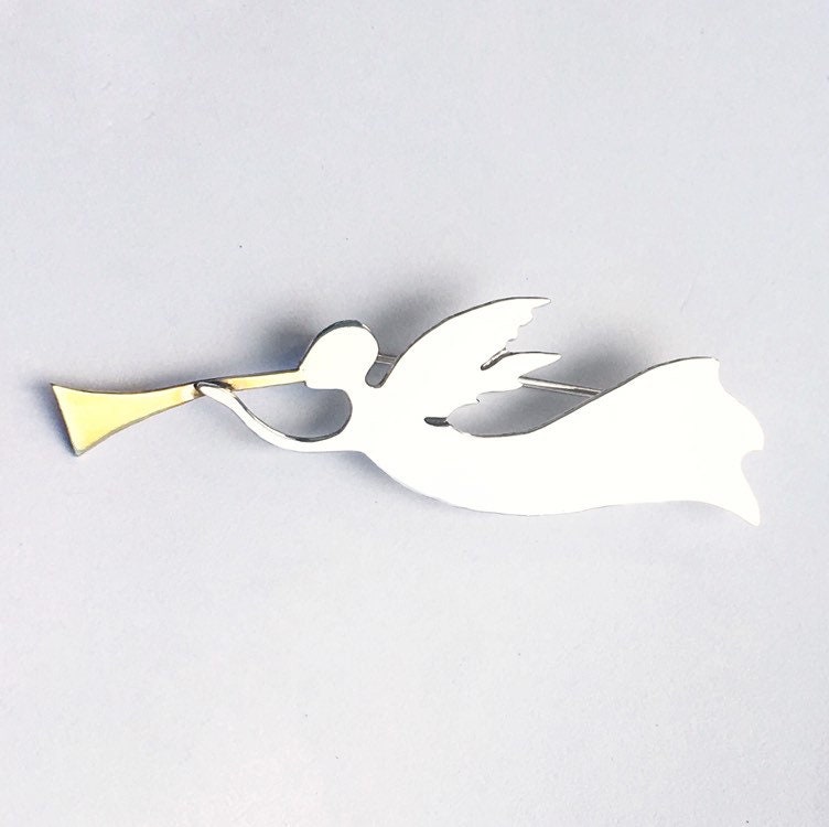 Engel Gabriel Sterling Silber Brosche von JanPalomboDesign