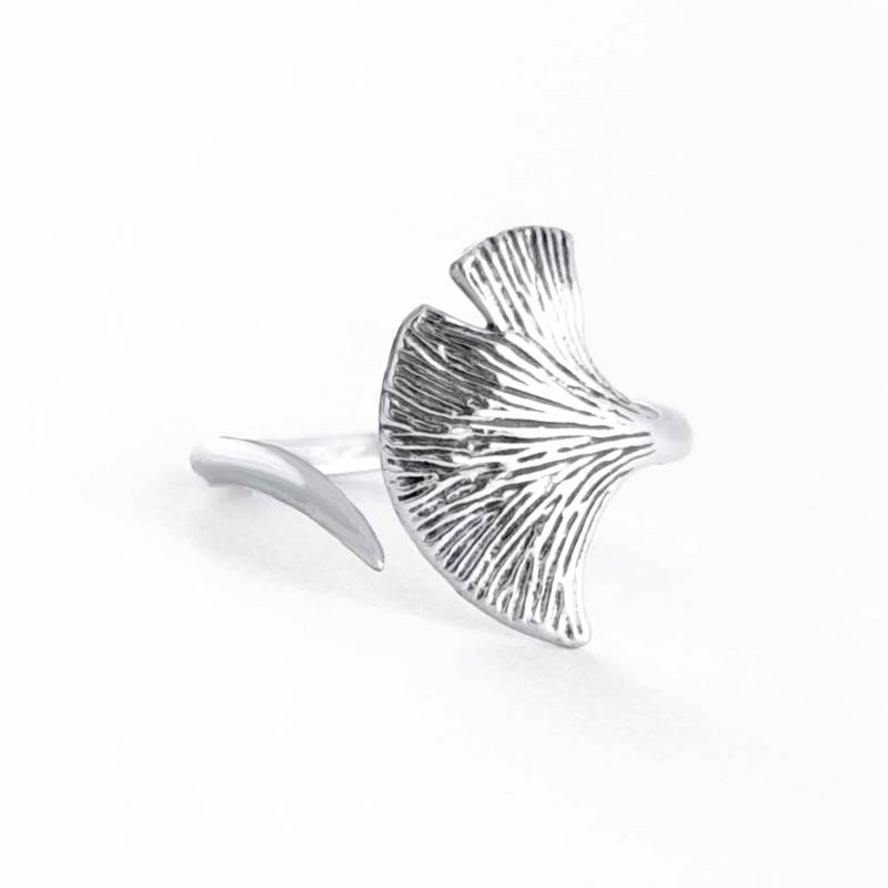 Ginkgo Blatt Sterlingsilber Ring Verstellbare Wrap, Handgemacht von JanPalomboDesign