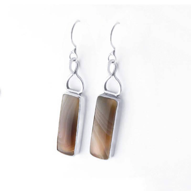 Handgemachte Sterling Silber Botswana Achat Ohrringe von JanPalomboDesign